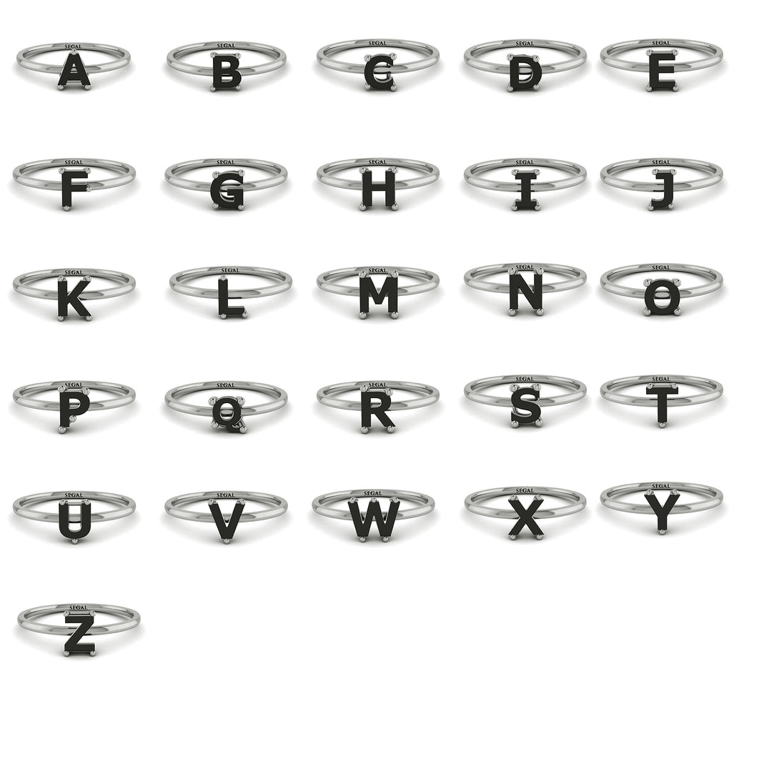 H Letter - Initial White Gold Diamond Ring